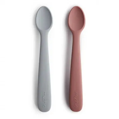 (2-Pack) Mushie Baby Feeding Spoons Baby Food Easy To Clean Safe Can Be Used with Bibs (Silicone)