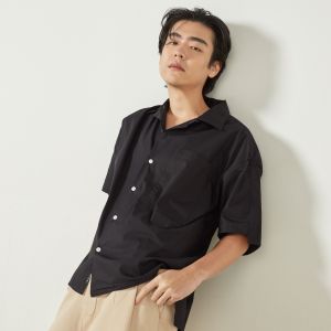 เสื้อเชิ้ตทรงโอเวอร์ไซส์ สีดำ Oversize Hawaii Shirt  Black