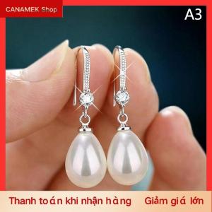 CS Trang sức cho nữ bông tai ngọc trai hình giọt nước bông tai ngọc trai trắng đỏ dáng tròn và bầu dục quà tặng đám cưới đính hôn ngày Valentine