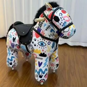 FFBH Low Pony Rocking Chair Children Stools Removable Decorative Living Room Stool Relaxing Aesthetic Modern Luxury Stool with Wheels K6R8Z