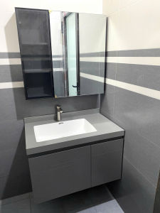 LIÊN HỆ FREESHIP Tủ chậu gương lavabo phòng tắm cửa mở nhựa PVC đặc lõi cao cấp siêu bền đẹp kích thước mặt lavabo 50x80 cm