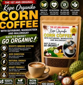 Organic Corn Coffee Blend with Guyabano Mangosteen Malunggay 100 grams Instant Coffee