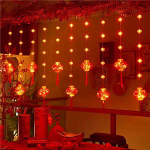 Vimite Chinese New Year Decoration items 3.5M 2025 LED Lantern Light Curtain Light Strip String Lights Christmas Decorations for Home Wedding Party Garden Street Spring Festival 新年春节装饰灯串