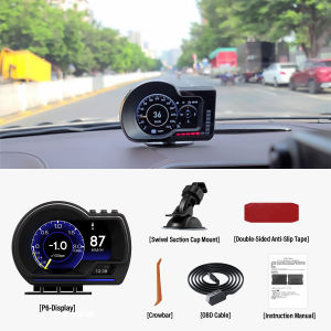 WEITI P6 OBD+GPS Dual System Car Head Up Display GPS HUD Gauge Digital OBD2 meter Car Speedometer Water & Oil temp RPM Meter