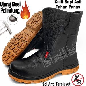 Sepatu Safety Kulit Sapi Kerja Ujung Besi Keselamatan Kerja Pabrik Proyek Lapangan Tol Tambnag Minyak Sawit Hutan Sol Karet Tahan Lama Ujung Besi Sepatu Safety Kerja Pria Wanita Sepatu Safety Anti Slip Sudah Jahit Keliling Tahan Api Minyak