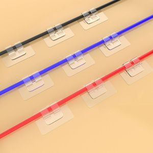 YANGS 10pcs Không cần đục lỗ Móc treo trong suốt Không để lại dấu vết Gắn tường Móc trong suốt đa năng Sắp xếp dây Dính Móc tự dính chắc chắn Nhà