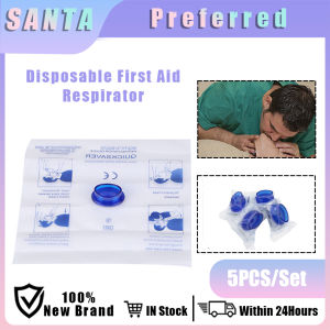 Disposable 5Pcs/set 8.2*7.0in CPR Mask Kit Emergency Face Shields & Blue One-way Valve Breathing Barrier for First Aid Rescue / AED Training