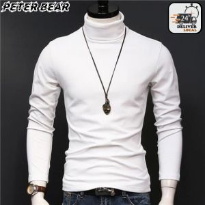 2024 Autumn And Winter The New Warm Long SleevesMens Long sleeves Thin High Collar Bottoming Shirt Long Sleeved T-shirt