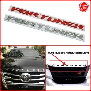 Emblem Kap Mesin FORTUNER Warna CHROME Ukuran Besar Gagah Bahan Tebal Anti Pudar Bukan Stiker Biasa