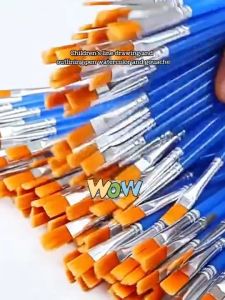 50 Pcs Artist Paint Brushes Flat Small Nylon Hair For Acrylic Oil Watercolor Detail Painting
