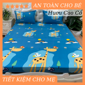 🐬 Ga chống thấm cotton hoa văn Gấu Cherful2 🐬 1m2 1m6 1m8 2m2 ga trải giường không thấm nước | ga bọc bảo vệ đệm