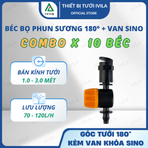 Combo 10 béc bọ phun sương béc bọ phun mưa 180 độ và 360 độ béc phun sương tưới gốc