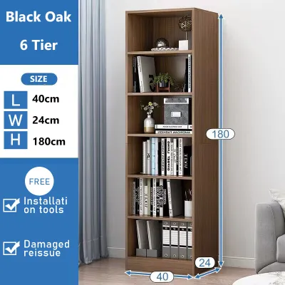 STON 6/5/4/3 Tier Bookshelf Display Shelf Storage Rack Rak Kabinet Murah Wood Shelf Simple Narrow Slit Bookcase 书柜