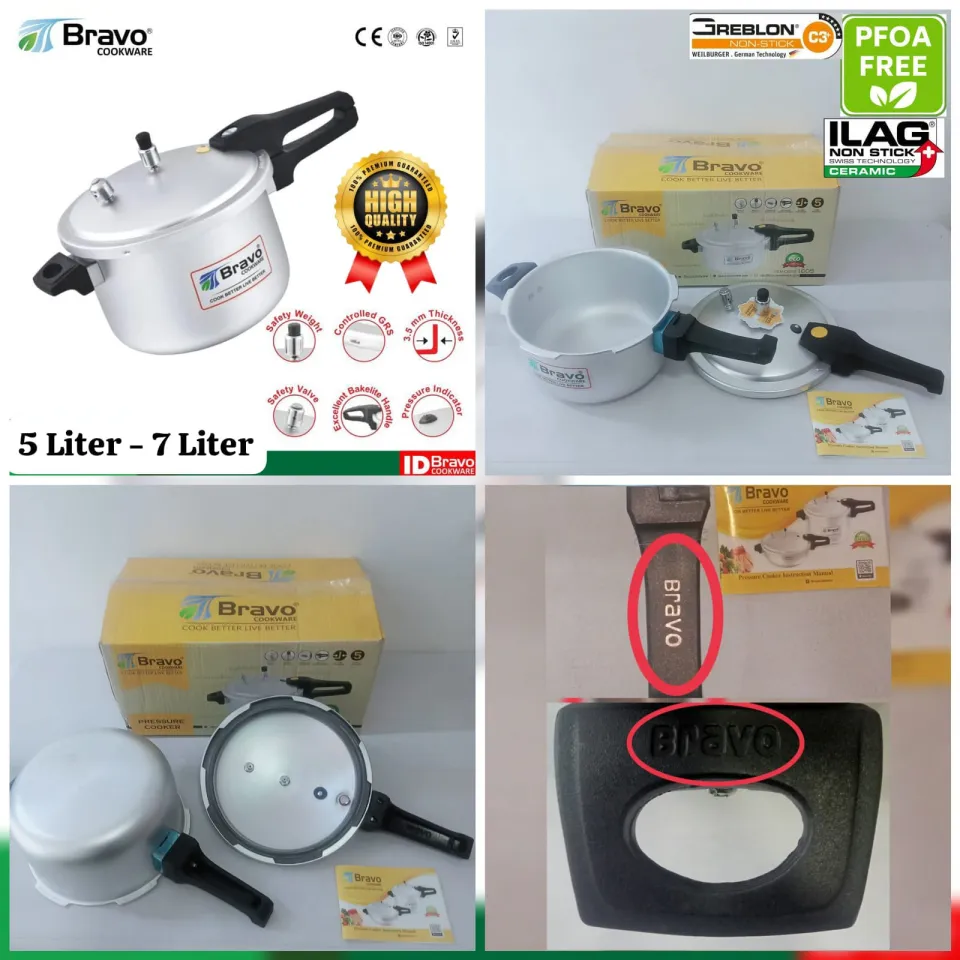 BRAVO COOKWARE KARAHI PRESSURE COOKER 1003-K 1005-K 1007-K 3L 5L