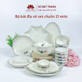 Bộ bát đĩa cao cấp Bát Tràng set 11, 16, 21 sản phẩm - Họa tiết sen chuồn. 