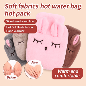 Cute Cartoon Removable Washable Hot Water Bag Cartoon Hot Water Bottle Water Filling Keeping Coldproof Big Soft Reusable Fur Bag Hot Water Bag