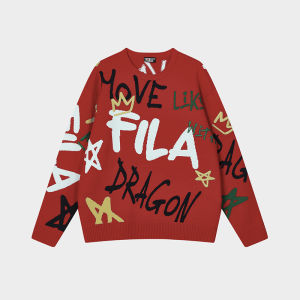 [CNY COLLECTION] FILA CORE WHITE LINE ORIGINALE Womens Knit Sweater in Red