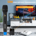 Wireless Microphone System Dual UHF Handheld Cordless Dynamic Microphones Bluetooth 10 sets can be used simultaneously With Bass Echo Tracking Button Cordless Microphone Range 164ft/50m AA Batteries Works with Computer Karaoke Singing Preaching. 