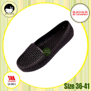 Noni Shoes - Yumeida LD3101 Size 36-41 Sepatu Karet Slip On Hitam Wanita / Sepatu Balet / Sepatu Flat Sekolah Wanita