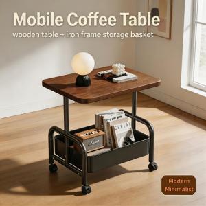 Mobile Sofa Side Table Small Trolley Living Room Tea Table with Wheels Storage Rack Simple Home Use Small Desk