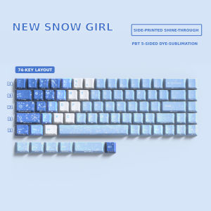 74-Key PBT Side-Printed Shine-Through Keycap Set English/Japanese Options for 61/68 Keyboard