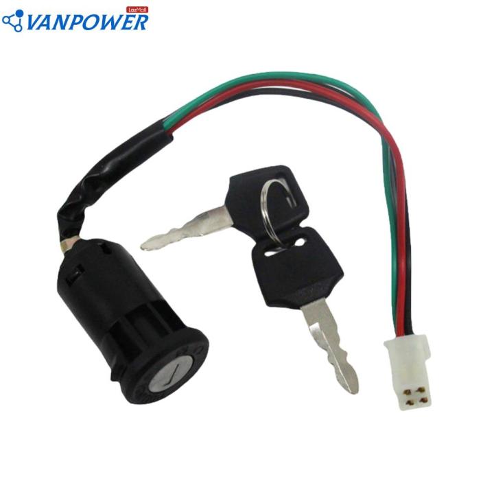 Ignition Key Switch Set 4 Pin Wire Universal Motorcycle Karting ...