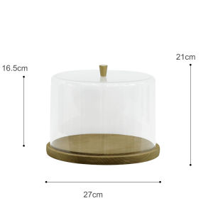 Kitchen Plus Wood Cake Dome Round Tray with Tall LID KP418