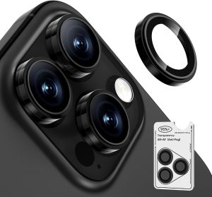 2 Pack Camera Protector for iPhone 17 Pro Max/17 Pro/16 Pro Max/16 Pro/15 Pro Max/15 Pro/14 Pro Max/14 Pro [1:1 Invisible Fit] Military Grade Glass & Metal Camera Cover Black