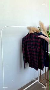 Kemeja Flanel Pria & Wanita Lengan Panjang Kotak-Kotak