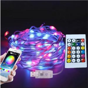 BESTWEST Bluetooth Music Control LED Bluetooth Fairy Lights App Remote Control Dreamcolor Changing Music Sync LED Lights  Effects 36v Smart RGBIC Lights Christmas Tree Decor