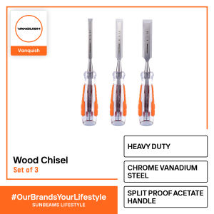 VANQUISH High Impact Wood Chisel Set of 3 Heavy Duty Professional