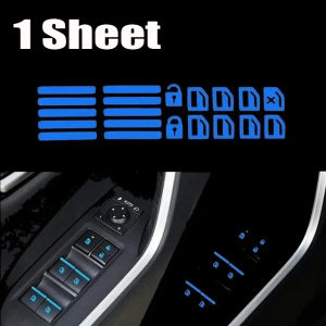 【Pphha】20Pcs/Sheet Car Luminous Button Sticker Window Lift Fluorescent Decal Universal Auto Door Night Glowing Safety Switch Decoration