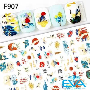 Sticker Dán Móng Tay 3D Dạng Decal Dán Chống Nước Hoạ Tiết Hoa Sen Lotus Và Cây Tre Gấu Trúc F901 / F902 / F905
