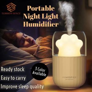 🐈🐾💧Pelembap Udara Aromaterapi Tapak Kaki Kucing Boleh Larut Minyak Pati Mudah Dibawa dengan Lampu Malam Romantik | 300ml Portable Cat Claw/Paw Aromateraphy Air Humidifier Essential Oil Diffuser with Night Lamp😌😴