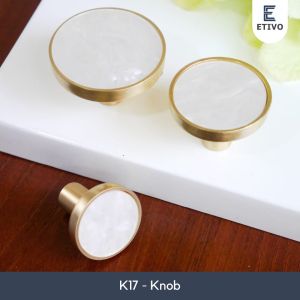 Etivo K17 Pearl Pattern Knob Handle Gold | Tarikan Lemari Laci Pentol Emas