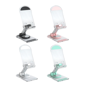 360 Degree Rotating Mobile Phone Mount Clear Foldable Tabletop Phone Tablet Support Cradles Holder Phone Stand Bracket