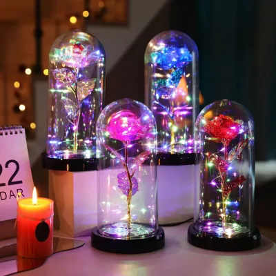Lampu Hias LED Bunga Mawar Dekorasi Gift Kemasan Kotak Hadiah / Kado Valentine(Plus Baterai)
