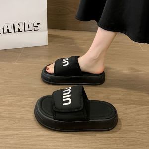 [Free Shipping] Trendy And Comfortable Letter-Printed Slip-On Sandals 2026 New Style Suitable For Both Indoor And Outdoor Wear Fashionable And Stylish WomenS Thick-Soled Sandals