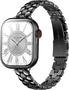 Silm Stainless Steel Band Compatible with Watch Band 42/41/40/38mm Dressy Thin Metal iwatch Bands Series 11 10 42mmSeries 9 8 7 41mmSeries SE 6 5 4 40mmSeries 3 2 1 38mm for Women Black