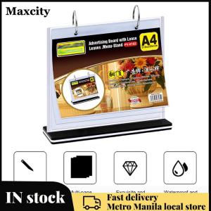 【Maxcity Fast delivery】 A4 Menu Display Stand Set of 2 Double-Sided Clear Plastic Holders Desktop Organizer for Food Menus and Posters