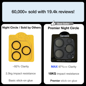 Genesis iPhone Camera Lens Protector 17 Pro Max/ 17 Air/ 16e/ 16/ 15/ 14/ 13 Plus Mini For Tempered Glass Metal Cover