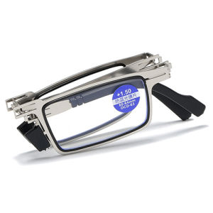 shystar Folding Stainless Steel Anti-Blue Light Fatigue Mens Screwless Reading Glasses
