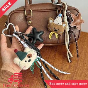 [COD] Cute Plush Bear Bag Pendant Lovely Stuffed Animal Keyring Climbing Rope Keychain For Girls Backpack Hanging Decoration