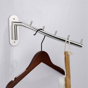 LIKANTA Wall Mounted Rotating Coat Hooks Rotatable Stainless Steels Clothes Hanger Creative with 5 Hook Clothing Drying Rack Kitchen