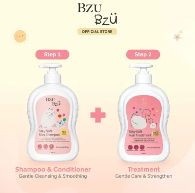 BZU BZU Kids Girl Silky Soft Hair Care Bundle - 2 in 1 Hair Shampoo and Conditioner + Hair Treatment (600ml)
