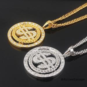 ActiveEscape Big Rotatable US Dollar Money Sign Pendant Necklace Men Rapper Hip Hop