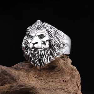 Cincin Kepala Singa / Lion Head Ring Gaya Retro Pria Model Terbuka