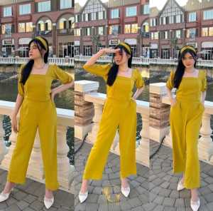 ONE SET ALIECA CROP TOP WANITA TERBARU BAHAN CRINGKLE AIRFLOW