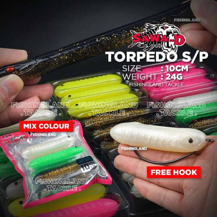 Sawa-D Torpedo Soft Bait, 10cm 24g, Free Hook Haruan Toman Pencil Soft  Plastic Bait, Ready Stock Malaysia
