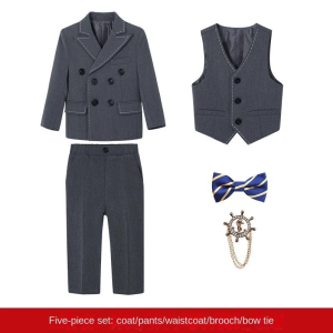 5/6Pcs Boys Suit Tuxedo Blazer Jacket Pants Vest Bowtie Set Kids Formal Suits for Wedding Party Attire 2-14 Years